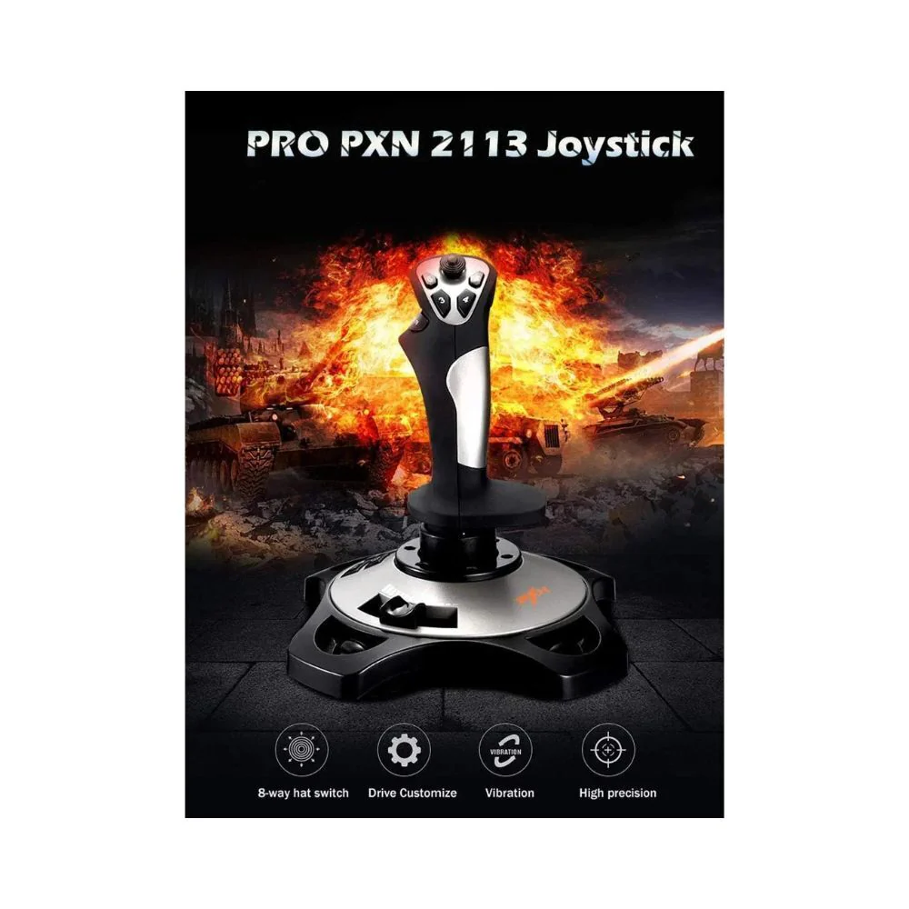 PXN-2113PRO Black Wired 4-Axis Flight Joystick PC Simulator Arcade Keyboard Mapping - Image 5