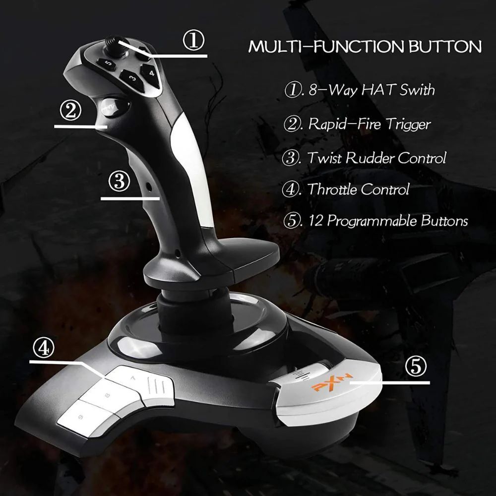 PXN-F16 Flight Joystick for PC-Black - Image 7