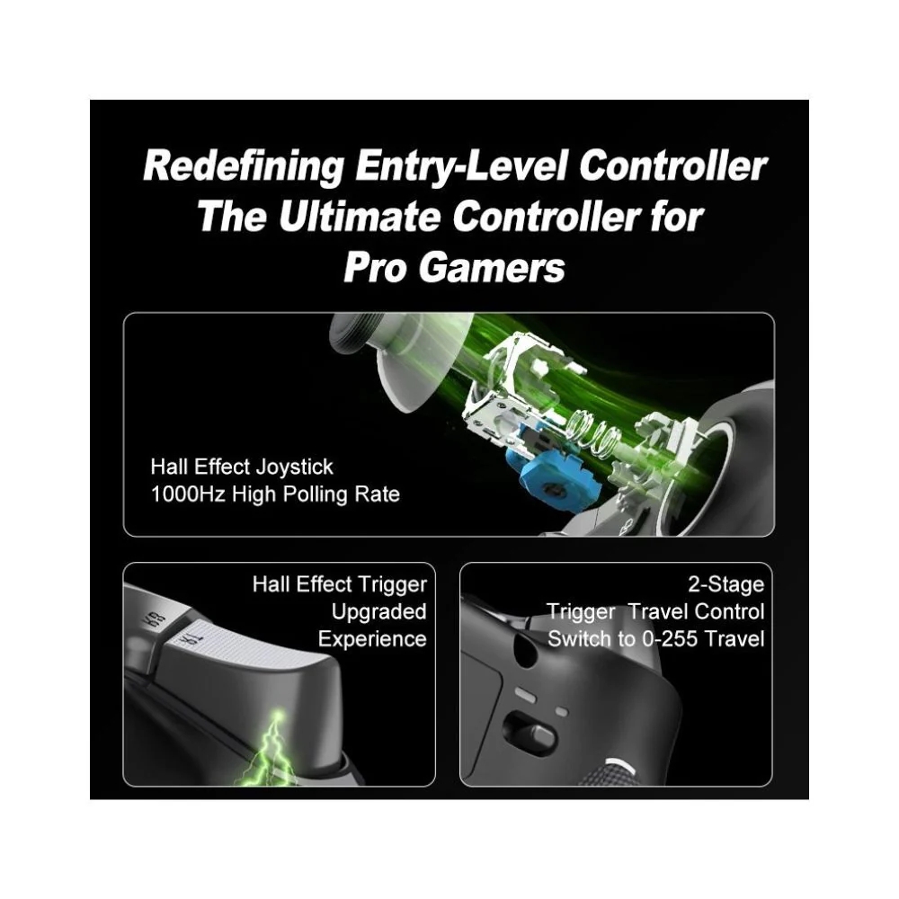 PXN P5 Wireless Wired Gaming Controller 1000Hz Hall for PC Switch iOS Android Black - Image 5