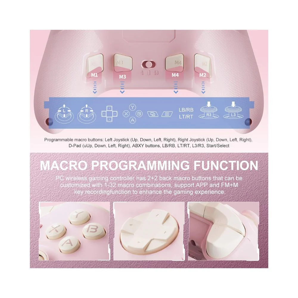 PXN P5 Wireless Gaming Controller 1000Hz Hall for PC Switch iOS Android Pink - Image 4