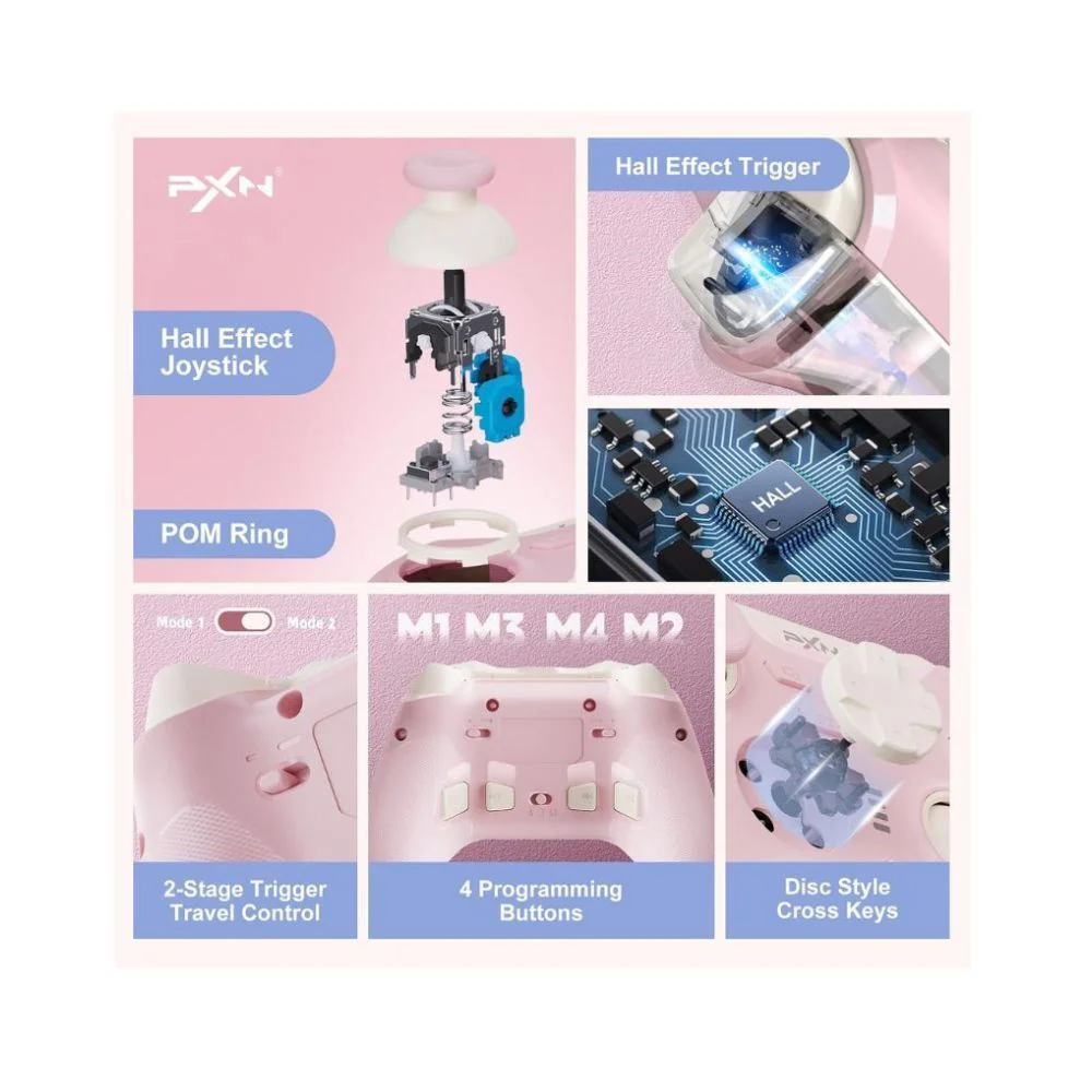 PXN P5 Wireless Gaming Controller 1000Hz Hall for PC Switch iOS Android Pink - Image 8