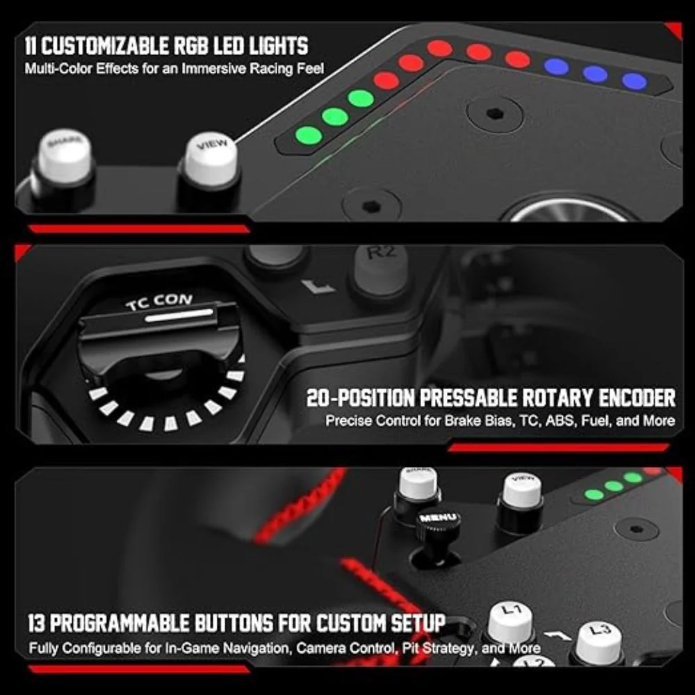 PXN WDS R2 300mm Racing Steering Wheel with LED RPM and Quick Release - Image 6