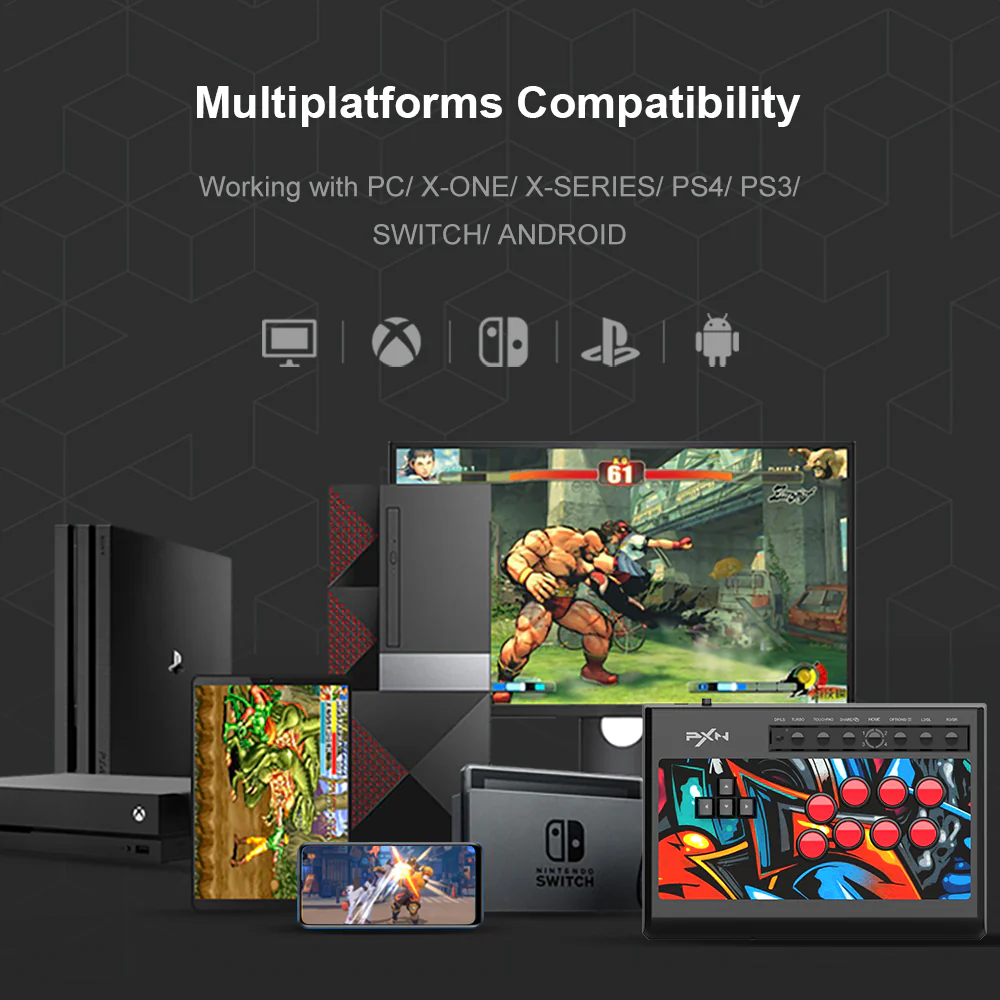 PXN-X8 Gaming Keyboard Controller Black Arcade Fighting Box USB Style PC Android PS3 PS4 Xbox One - Image 12