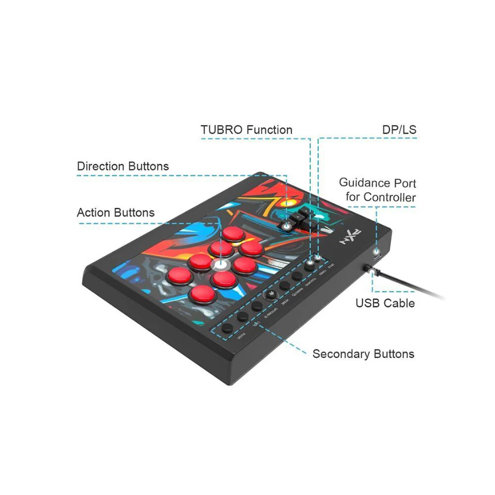 PXN-X8 Gaming Keyboard Controller Black Arcade Fighting Box USB Style PC Android PS3 PS4 Xbox One - Image 5